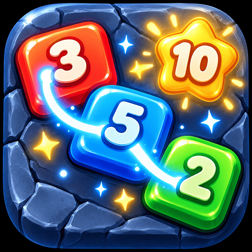 Carve app icon: colorful number tiles linked by a glowing path