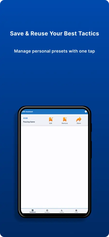 OSM Tactics and Scout Assistant Useer Tactics screen