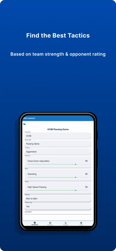 OSM Tactics and Scout Assistant Tactics screen